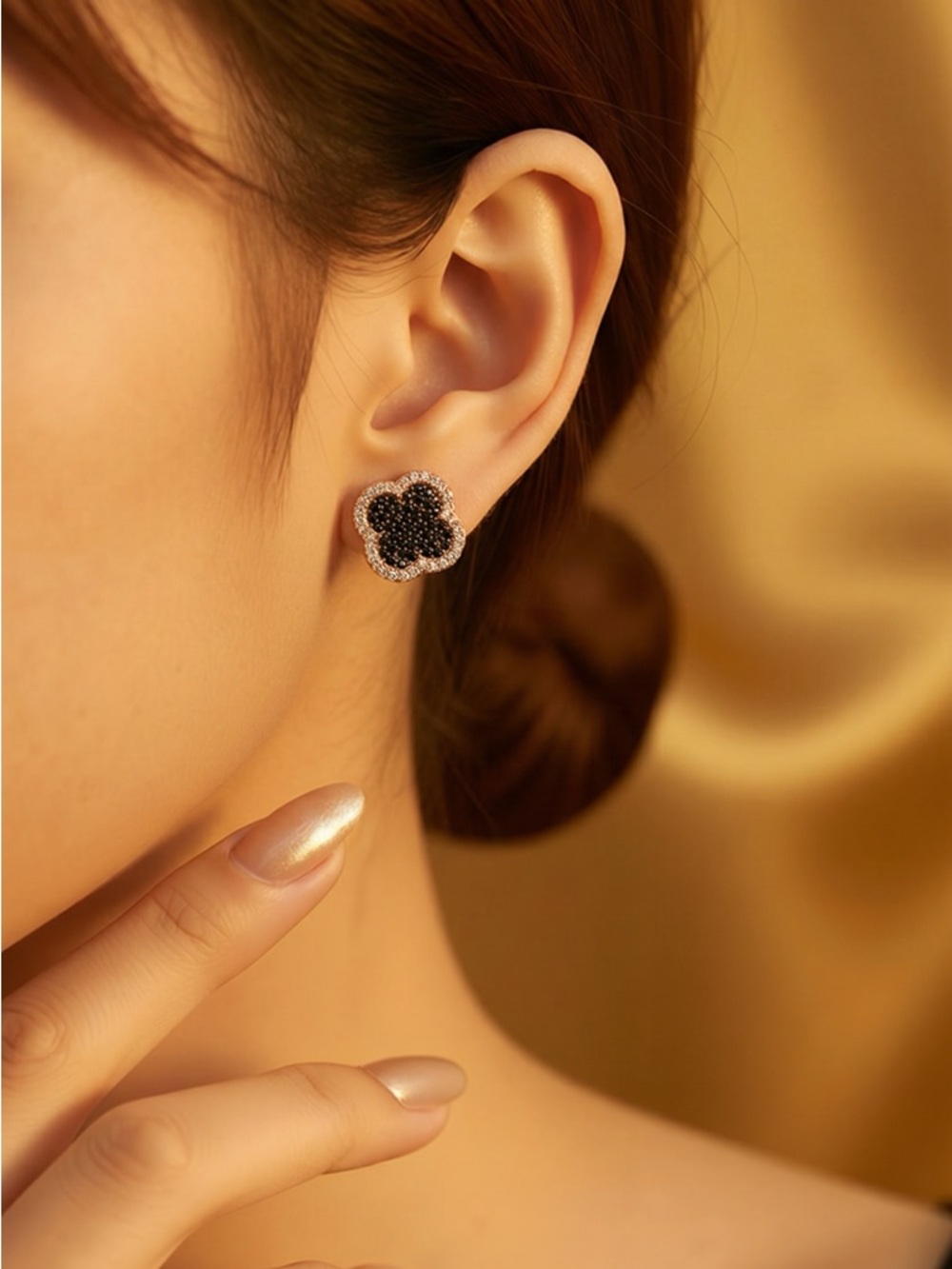 Black Clover Crystal Halo Stud Earrings - 2 pairs of earrings!